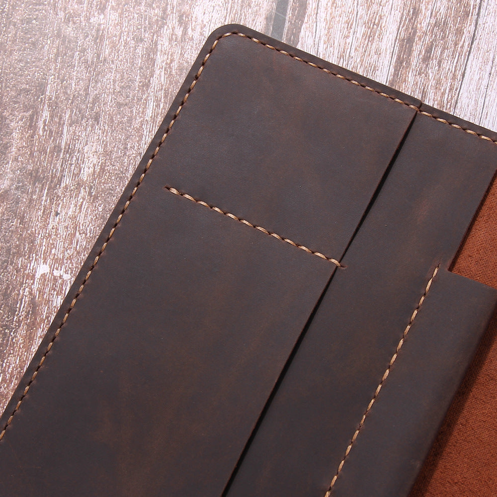 hand made retro crazy horse leather a5 manager folder business multifunctional folder can be customized