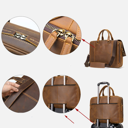 mva briefcase leather mens business handbag first layer leather laptop business bag spot wholesale