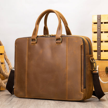 mva briefcase leather mens business handbag first layer leather laptop business bag spot wholesale