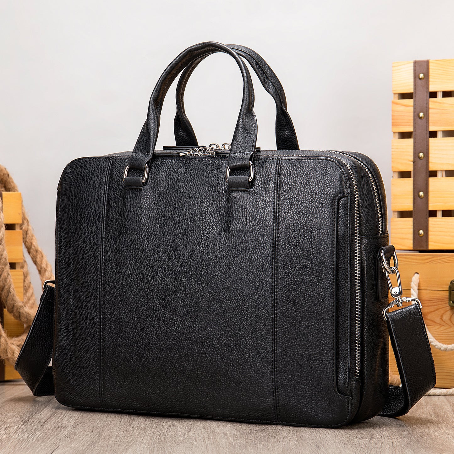 mva briefcase leather mens business handbag first layer leather laptop business bag spot wholesale