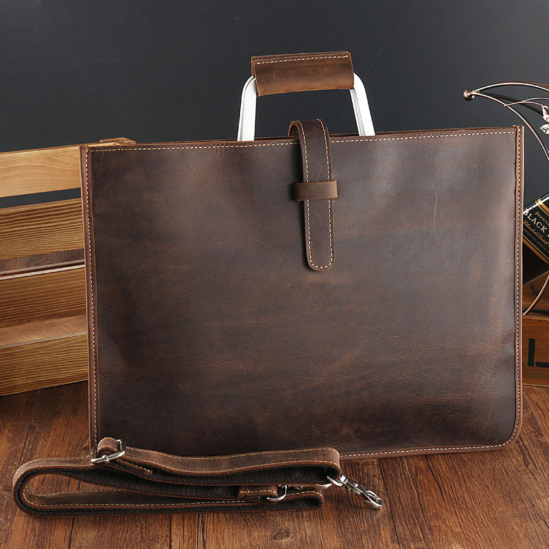 crazy horse leather mens handbag horizontal mens bag briefcase england