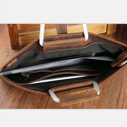 crazy horse leather mens handbag horizontal mens bag briefcase england