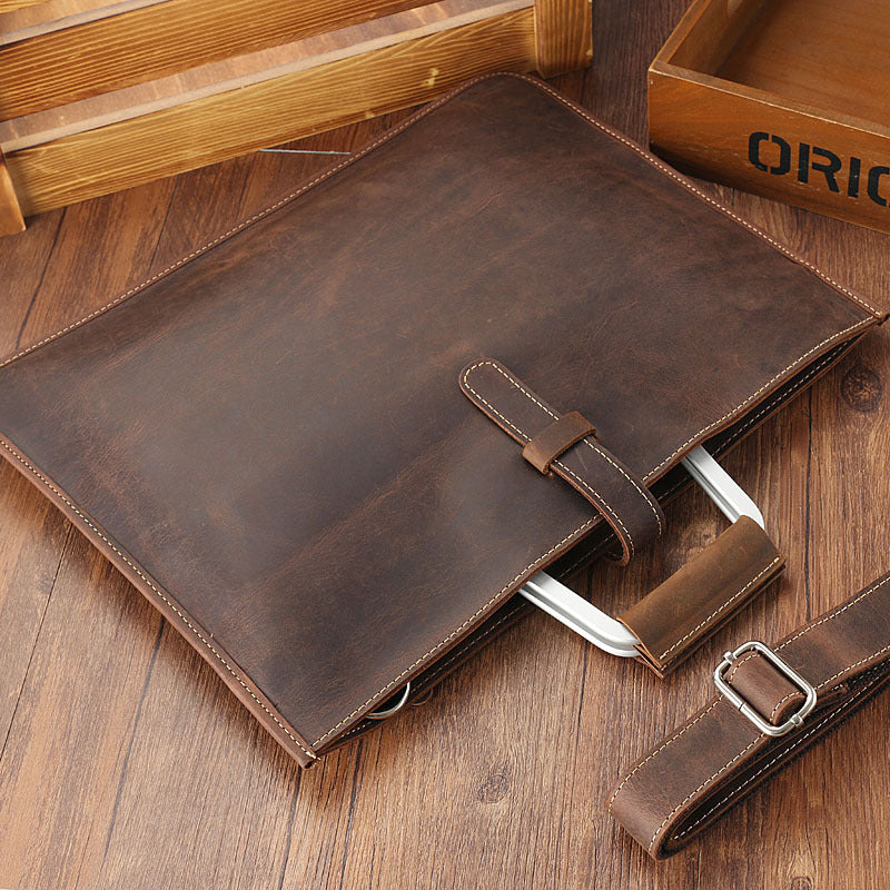 crazy horse leather mens handbag horizontal mens bag briefcase england