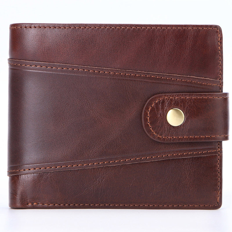 mens businessoil wax leather retro top layer cowhide wallet foreign trade explosion multi card position clutch