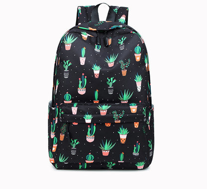 cactus print backpack female junior high school student schoolbag