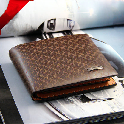 short casual mens wallet with plaid multi card wallet