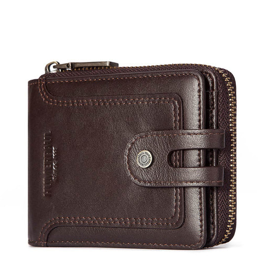 anti theft brush mens leather short wallet