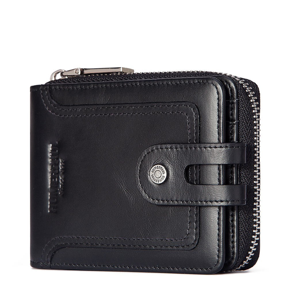 anti theft brush mens leather short wallet