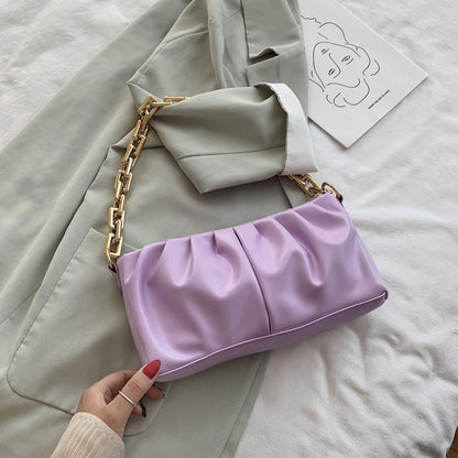 One-Shoulder Solid Color Chain Bag Clutch Envelope Bag