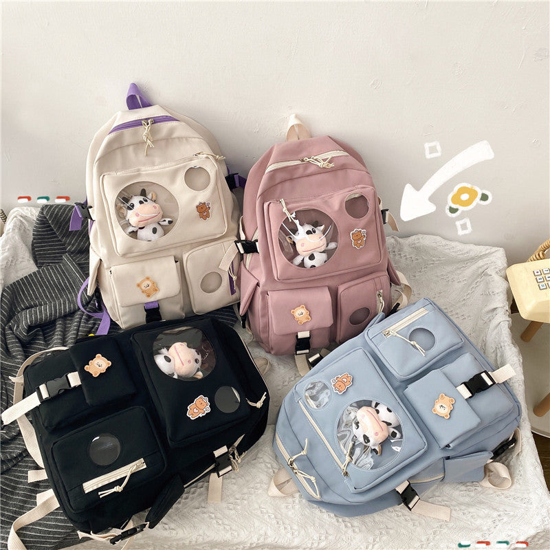 campus small fresh and cute student backpack soft girl school bag