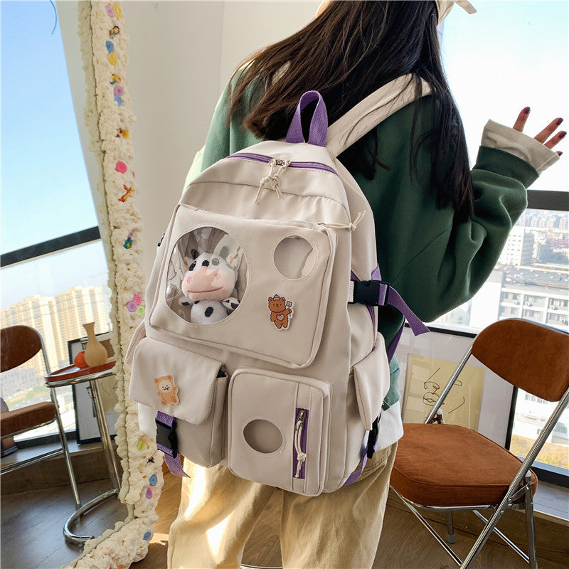 campus small fresh and cute student backpack soft girl school bag