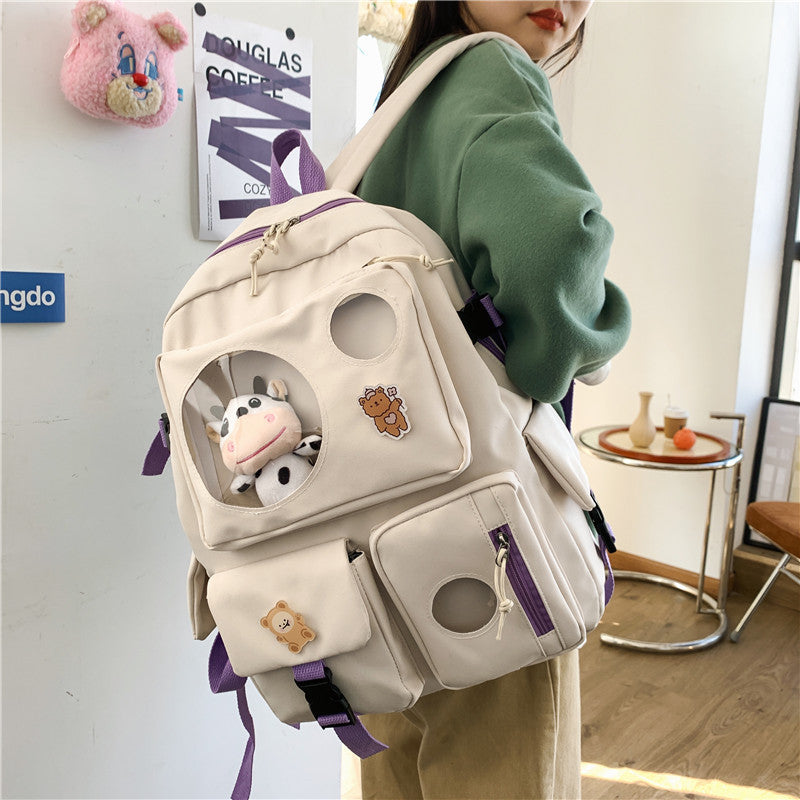 small fresh and cute student backpack soft girl schoolbag