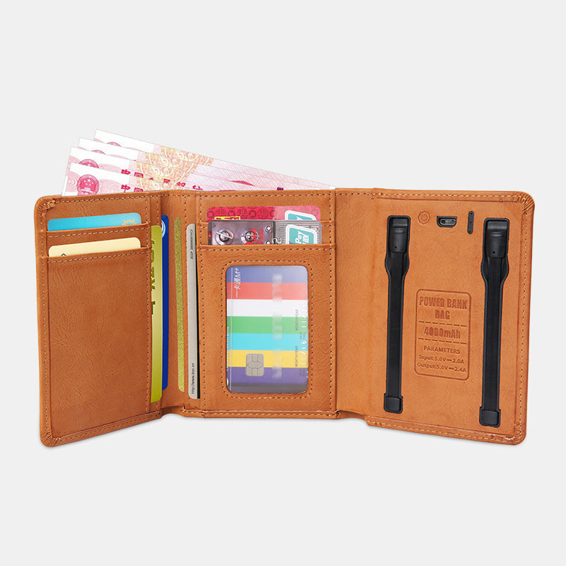 new creative and practical gift multi function charging wallet customized mens short business mobile power small wallet