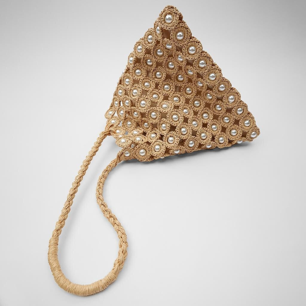 Women'S Bag Pearl Inlaid Woven Bag