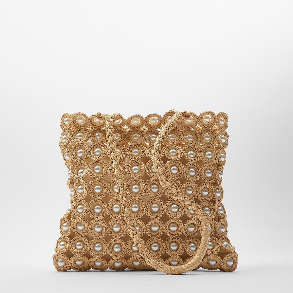 Women'S Bag Pearl Inlaid Woven Bag