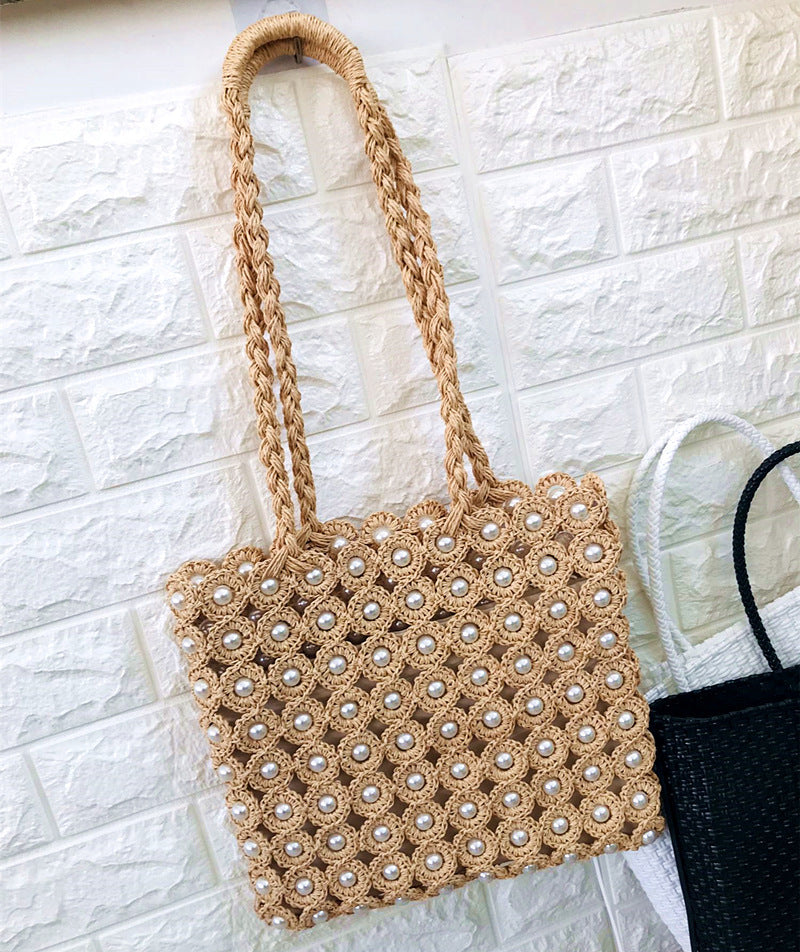 Women'S Bag Pearl Inlaid Woven Bag