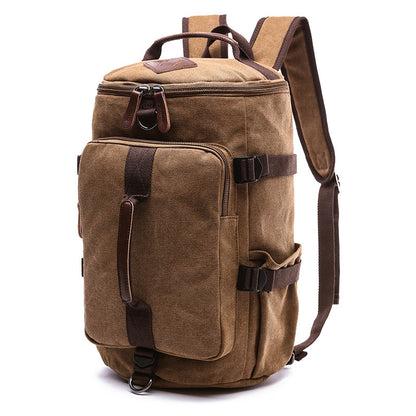 vertical square european style travel canvas bag outdoor large capacity drum student school bag