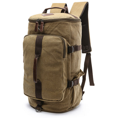 vertical square european style travel canvas bag outdoor large capacity drum student school bag