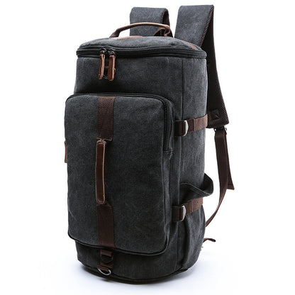 vertical square european style travel canvas bag outdoor large capacity drum student school bag