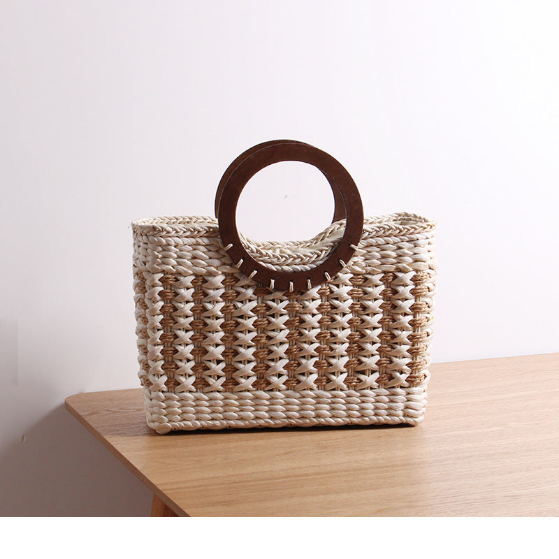 Retro Straw Bag Corn Husk Hand-Woven Beach Bag