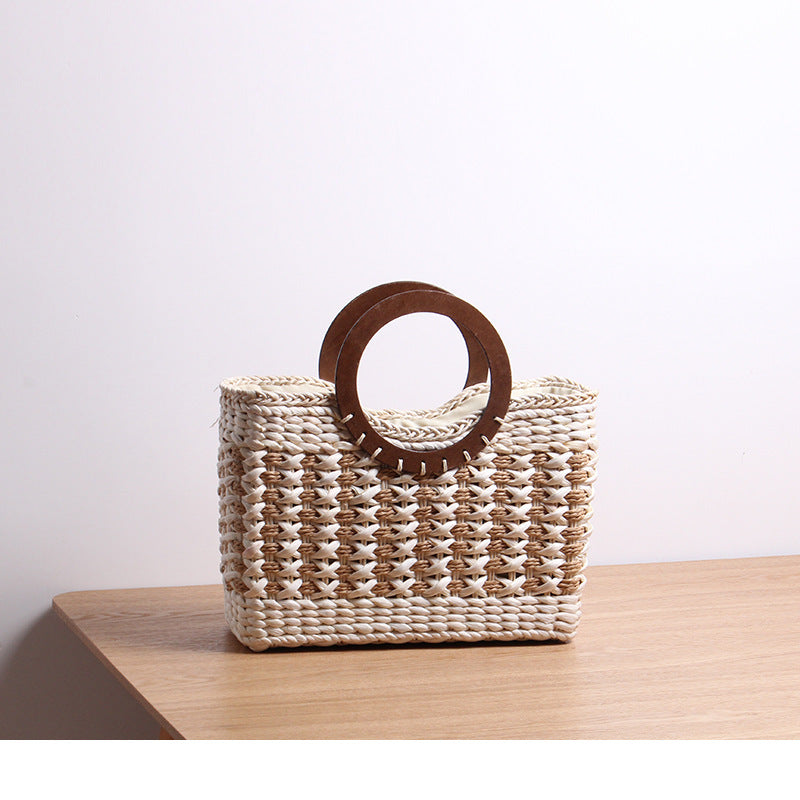 Retro Straw Bag Corn Husk Hand-Woven Beach Bag