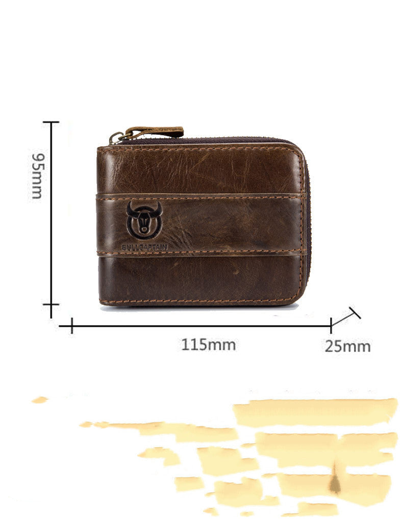 captain niu leather short horizontal head leather wallet leisure change driving certificate multi function card slot wallet