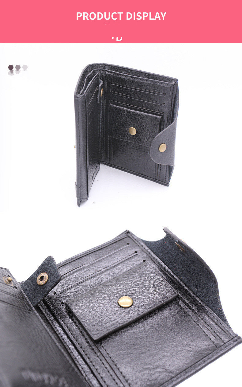 vertical style mens buckle wallet womens leather bag coin purse one drop shipping