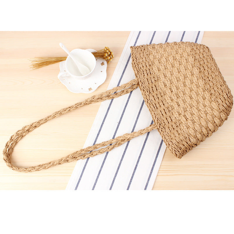 Hand-Woven Straw Bag Wild Dual-Use One-Shoulder Hand-Woven Bag Vacation Beach Bag
