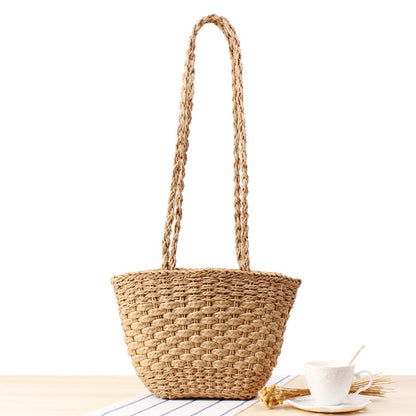 Hand-Woven Straw Bag Wild Dual-Use One-Shoulder Hand-Woven Bag Vacation Beach Bag