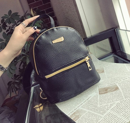 casual pu backpack female student schoolbag