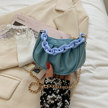 Trendy Net Red Folded Chain Bag Messenger Fashion Niche Mini Bag