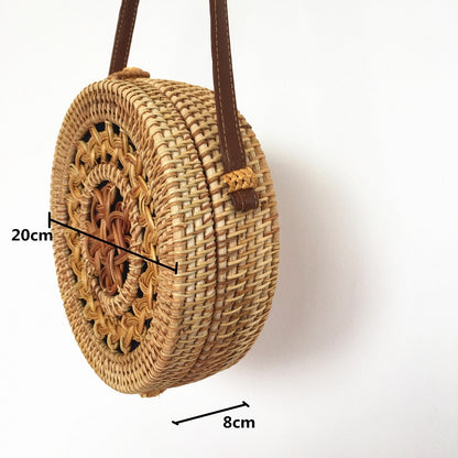 popular rattan bag round beach shoulder bag straw bag