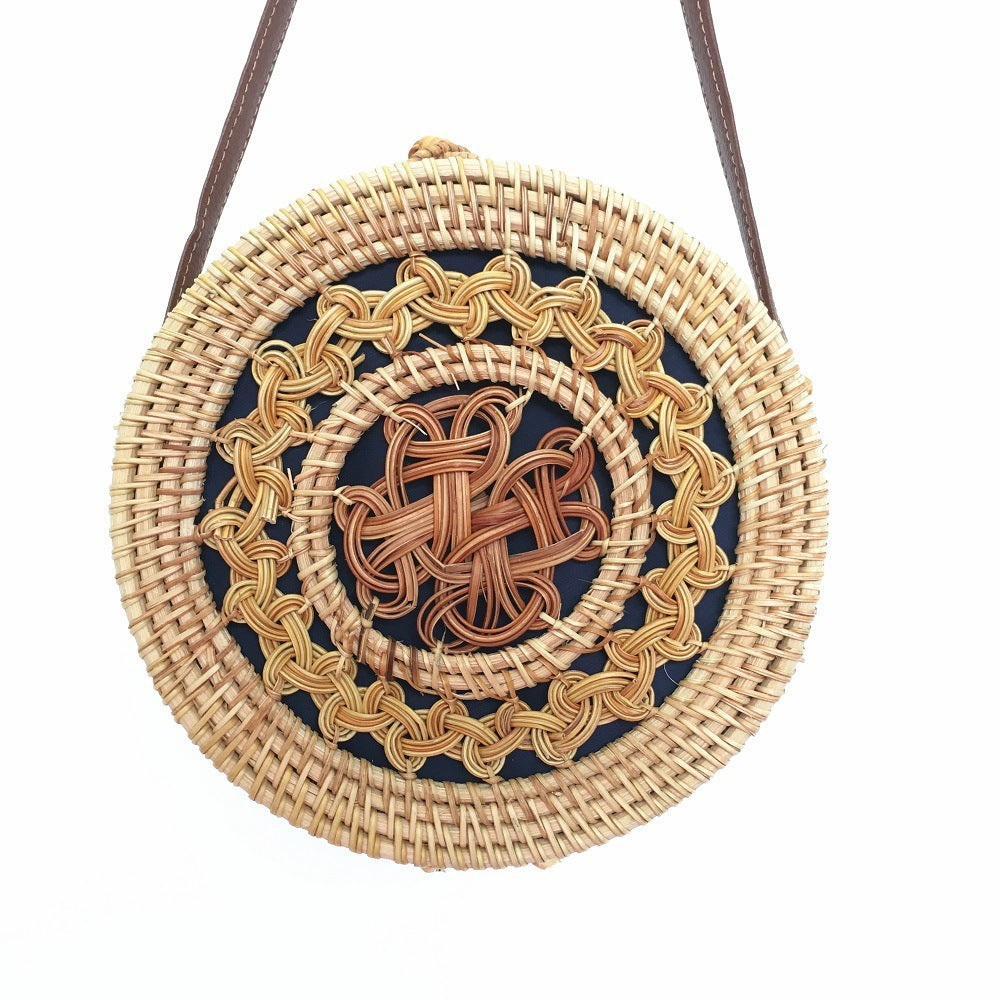 popular rattan bag round beach shoulder bag straw bag