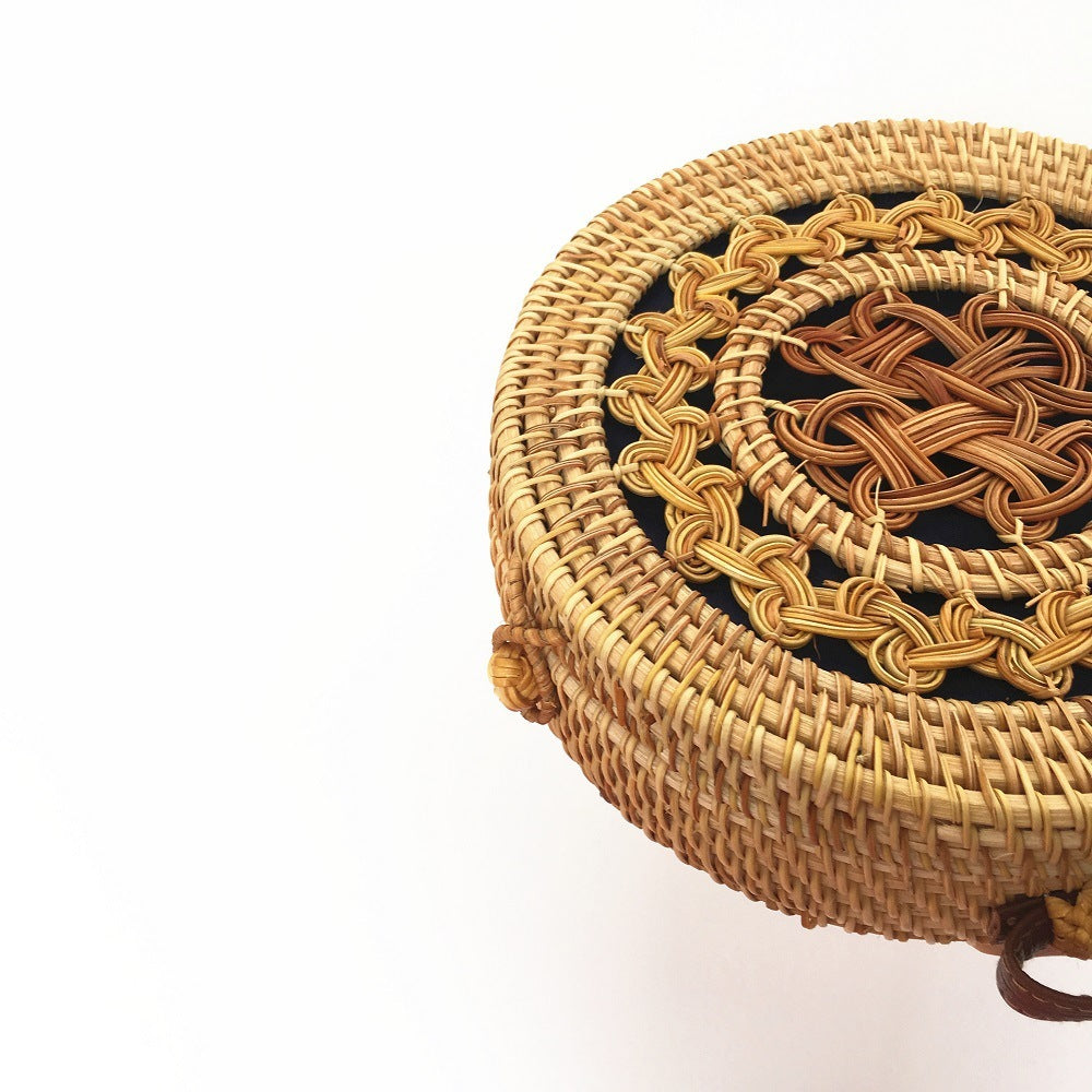 popular rattan bag round beach shoulder bag straw bag