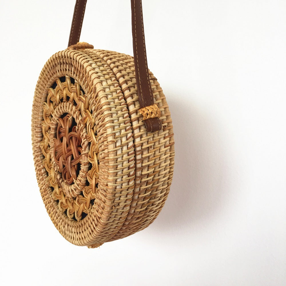 popular rattan bag round beach shoulder bag straw bag