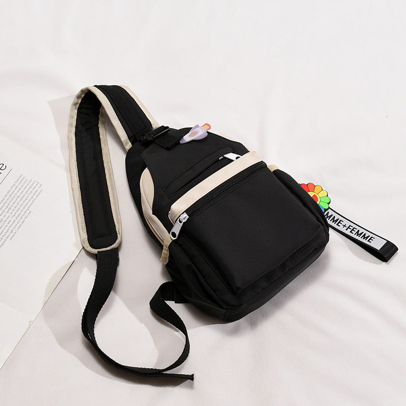 japanese small fresh student canvas chest bag