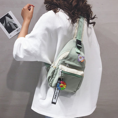 japanese small fresh student canvas chest bag