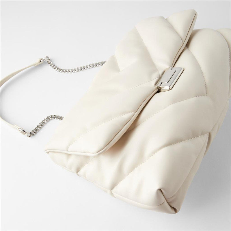 womens bag white oversized quilted one shoulder messenger bag female simple all match chain bag