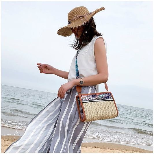 fashion woman bag retro ethnic wind straw beach wild shoulder messenger taschen women ladies bags bolsas de mujer borse da donna