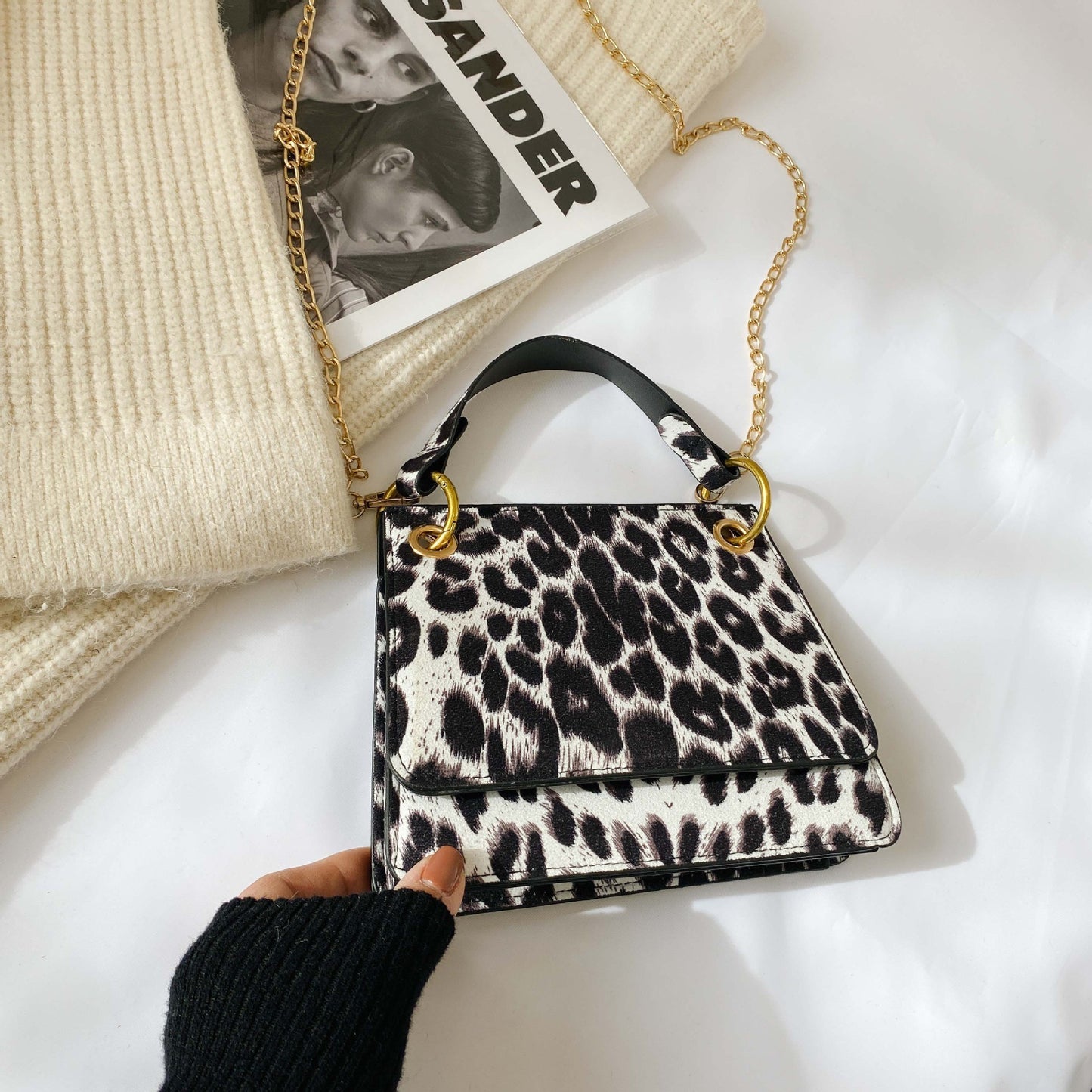High Sense Fashion Trendy Net Red Leopard Print Handbag