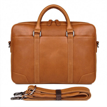 computer bag tree cream leather briefcase double layer zipper bag