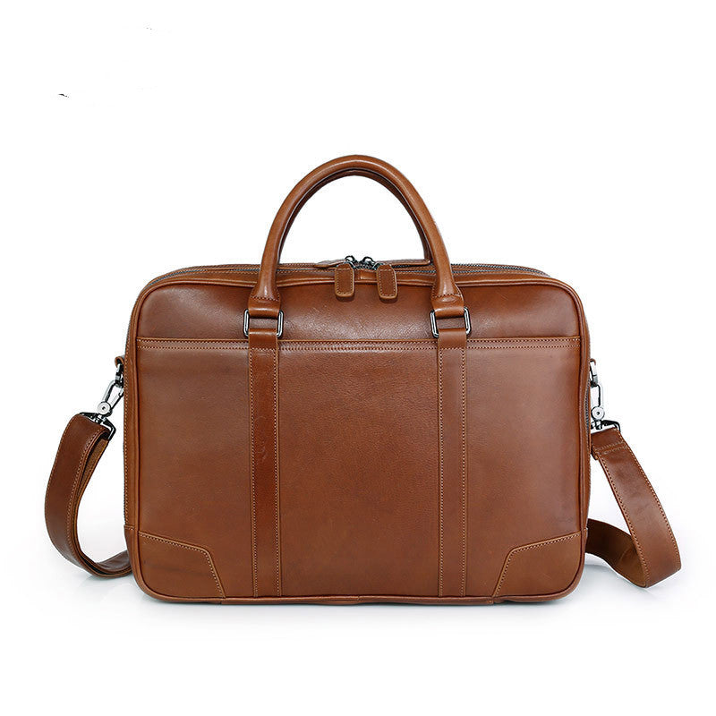 computer bag tree cream leather briefcase double layer zipper bag