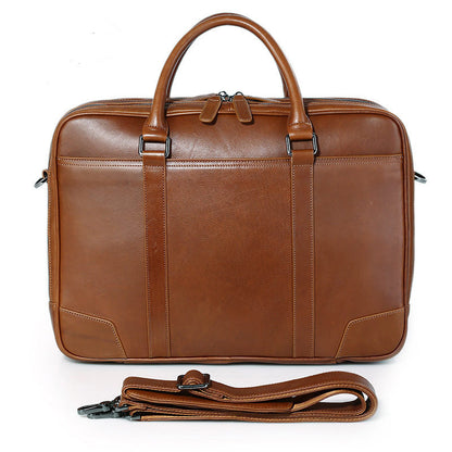 computer bag tree cream leather briefcase double layer zipper bag