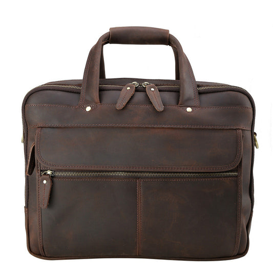 16 inch computer bag top layer cowhide business briefcase mens handbag