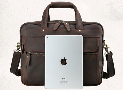 16 inch computer bag top layer cowhide business briefcase mens handbag