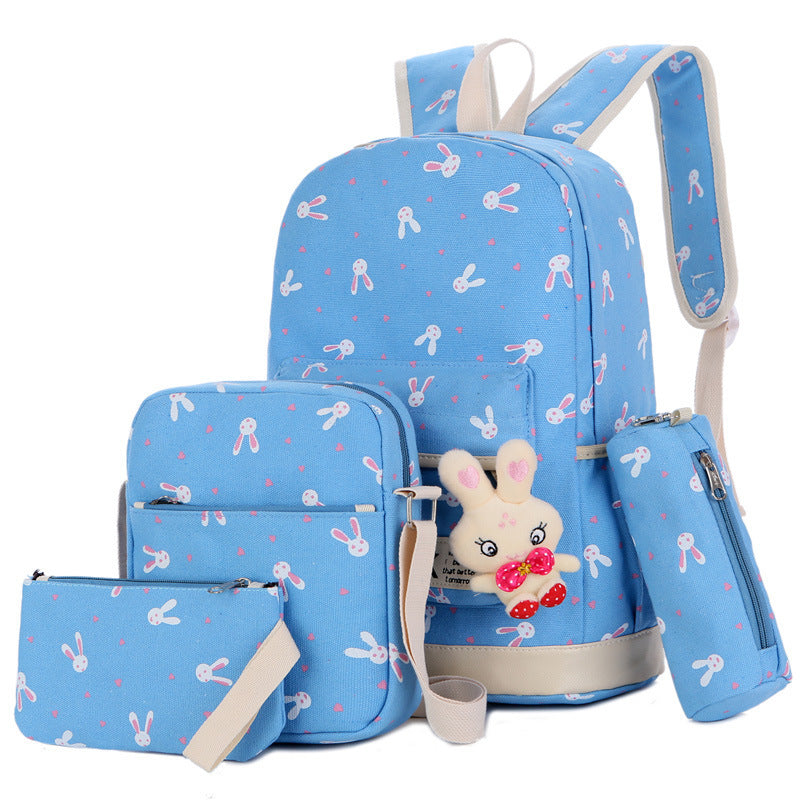 new four piece backpack fashion nylon female bag fun printing trend fashion backpack