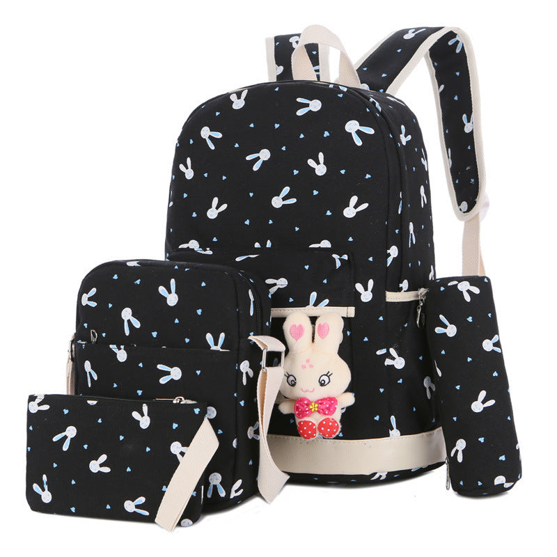 new four piece backpack fashion nylon female bag fun printing trend fashion backpack