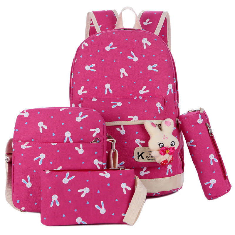 new four piece backpack fashion nylon female bag fun printing trend fashion backpack