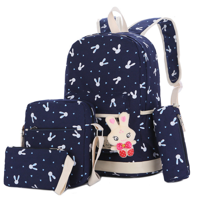 new four piece backpack fashion nylon female bag fun printing trend fashion backpack