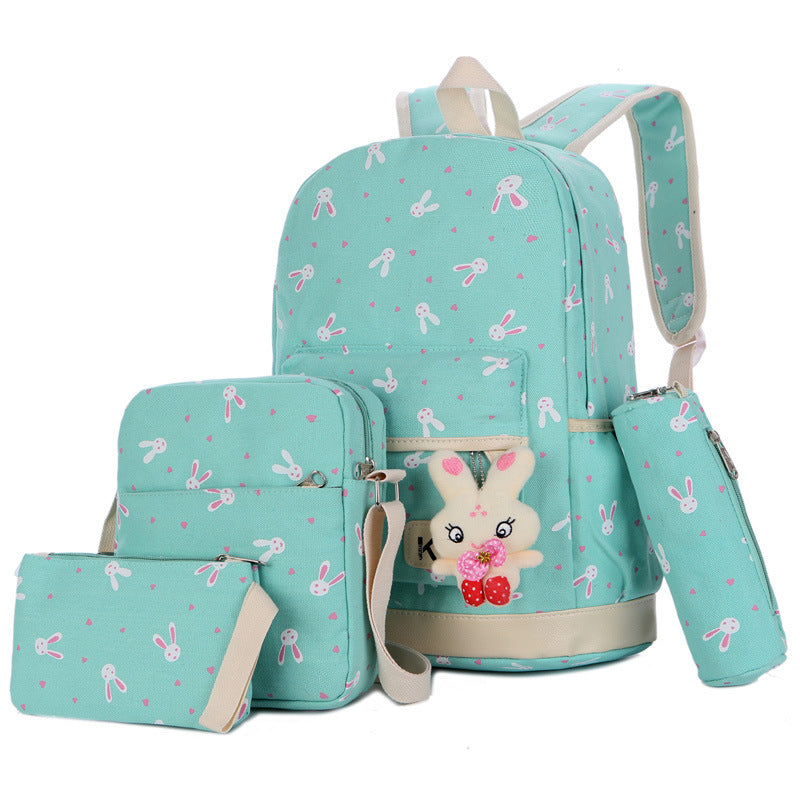 new four piece backpack fashion nylon female bag fun printing trend fashion backpack